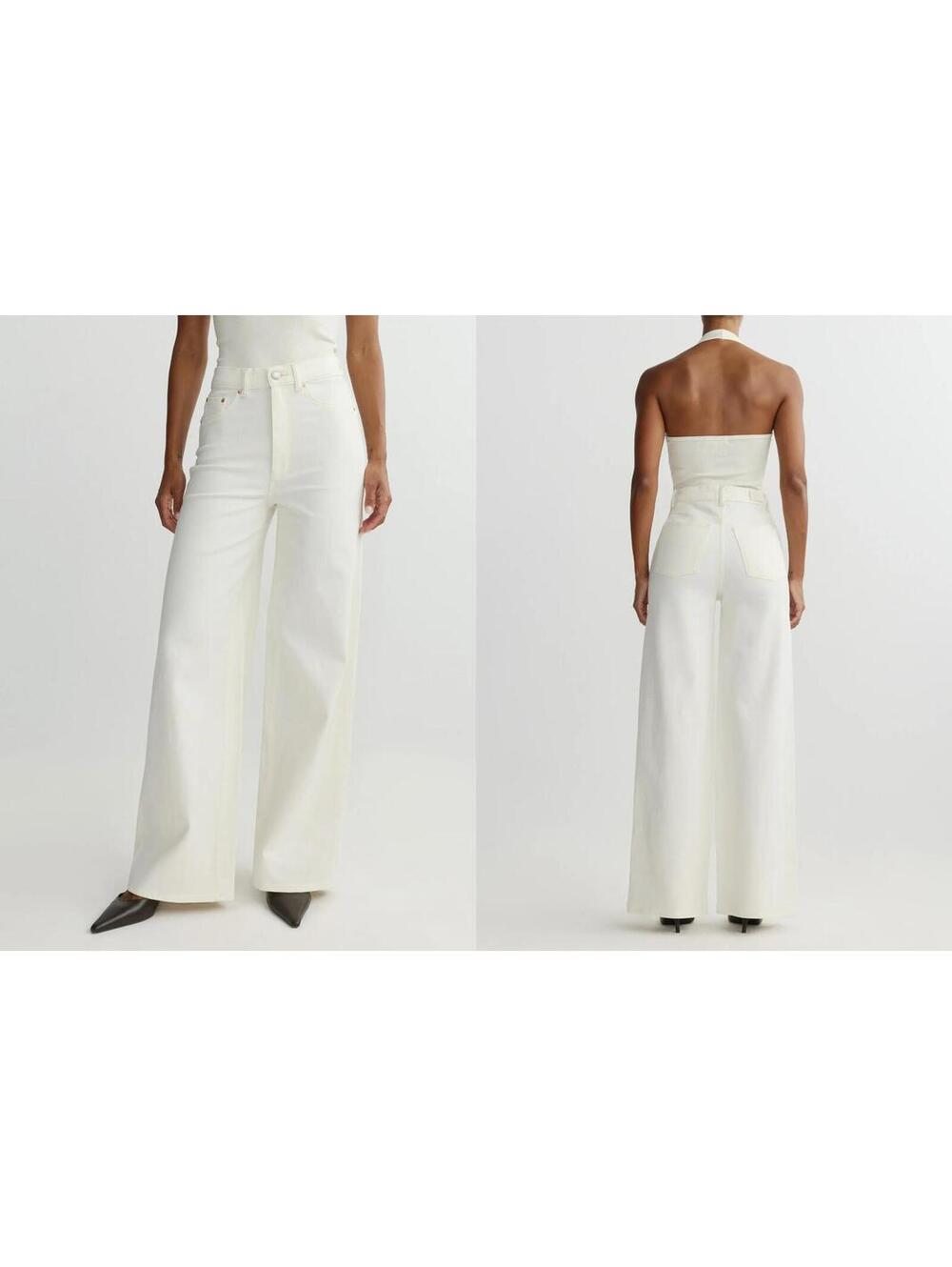 DL1961 Hepburn Wide Leg High Rise Vintage Eggshell White Jeans 29x30